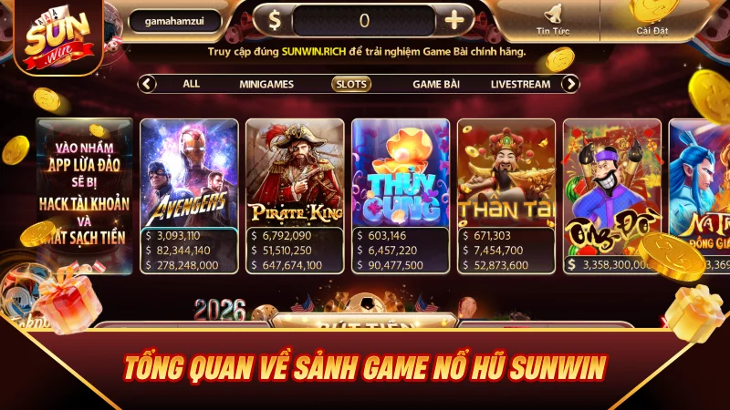 Tổng quan về sảnh game Nổ Hũ SUNWIN
